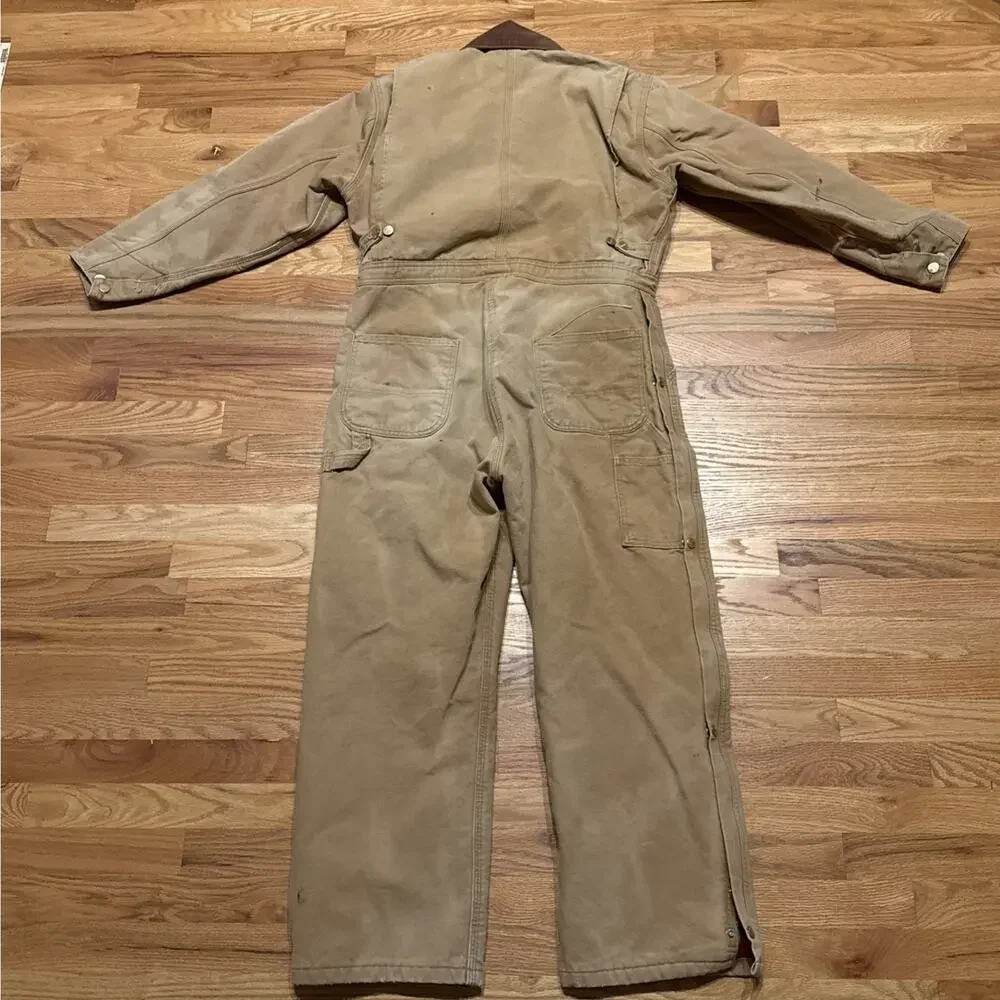 Vintage Carhartt Coveralls Red Quilted Insulated No Size Tag - 44” Chest